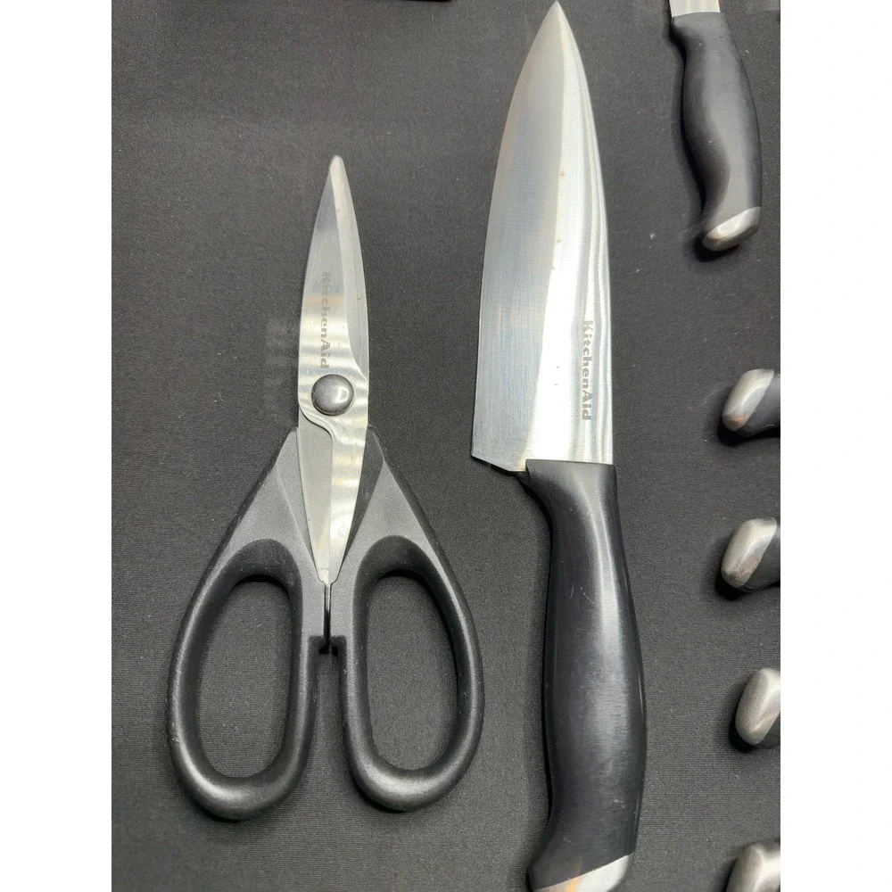KitchenAid 12 Pc Knife Block Set Chef Utility Steak Knives Scissors Sharpener